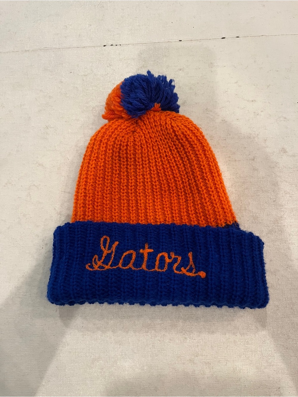 Vintage UF blue & orange embroidered Gators Pom Beanie Hat. So classic!